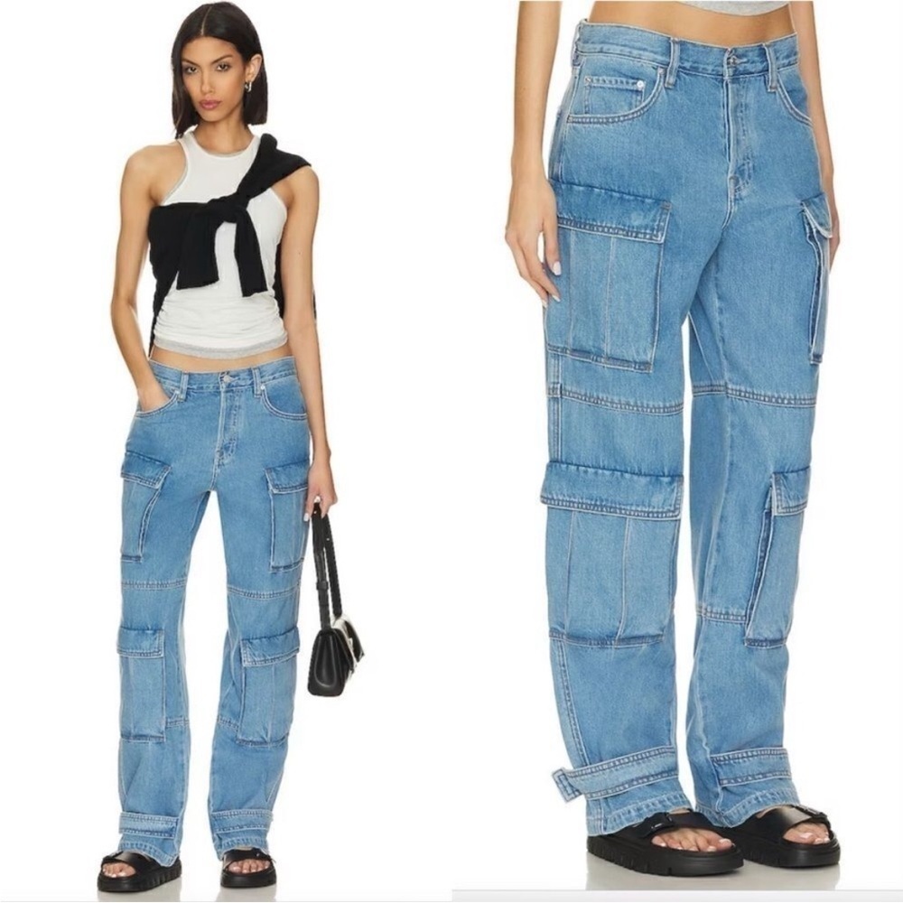 GRLFRND Lex Baggy Cargo Blue Jean in San Vincente size 31 90s Chic Relaxed y2k